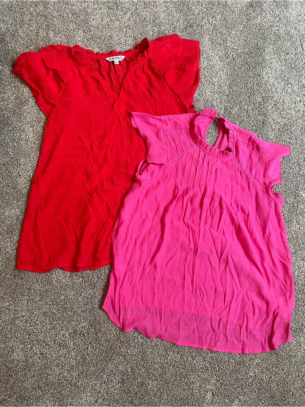 Nanette Lapore Women’s Flutter Sleeve Blouse Bundle Pink and Red Small